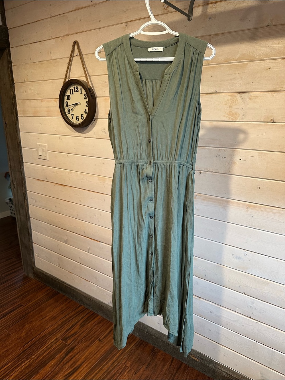 Ricki’s | Sage Green Sleeveless Button Front Midi Dress